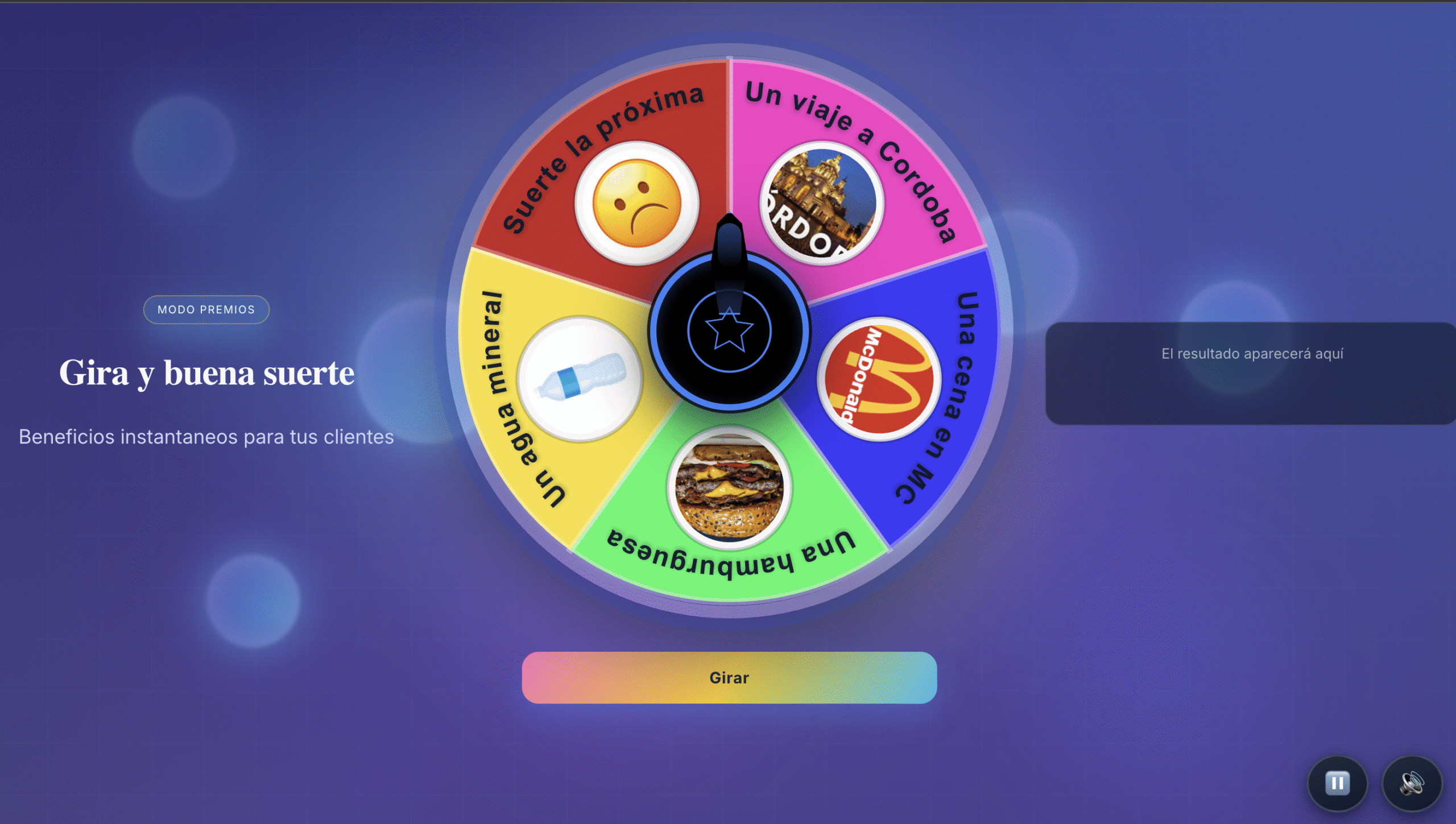 Ruleta personalizable y autogestionable