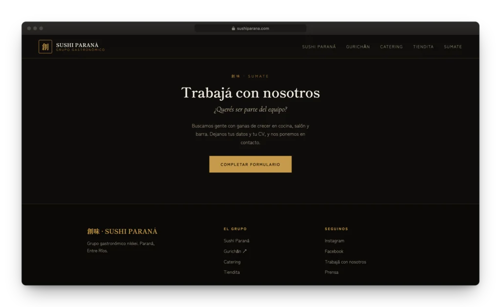 Rediseño de ecosistema web para un grupo gastronómico