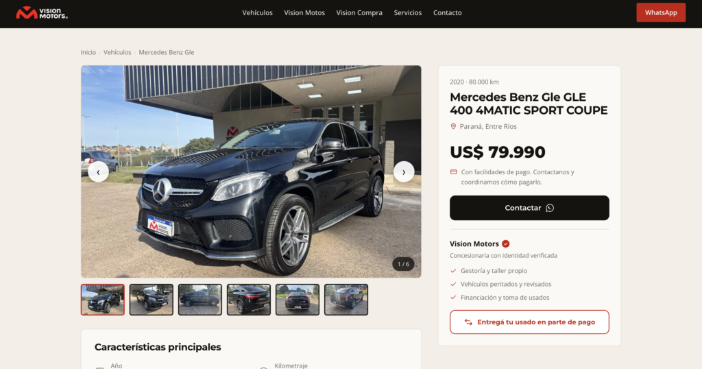Sitio web con stock sincronizado para concesionaria