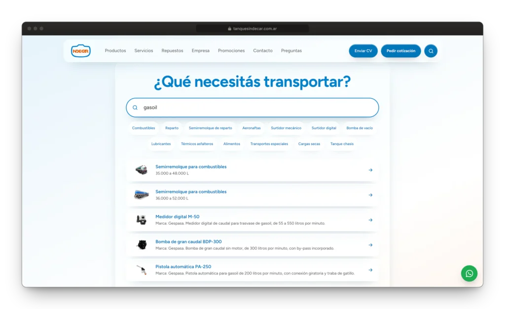 Desarrollo web INDECAR