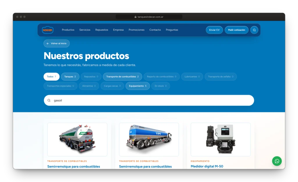 Desarrollo web INDECAR