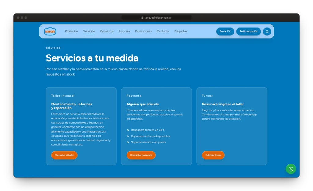 Desarrollo web INDECAR