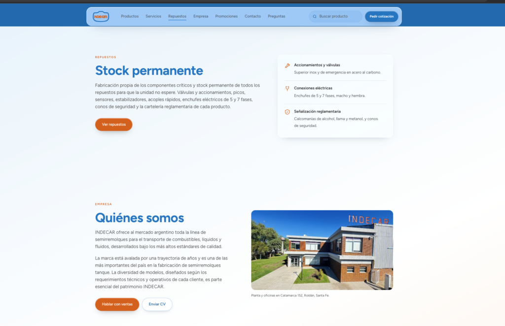 Desarrollo web INDECAR