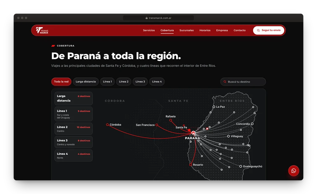 TransMarck: un mapa que responde a dónde llega cada envío