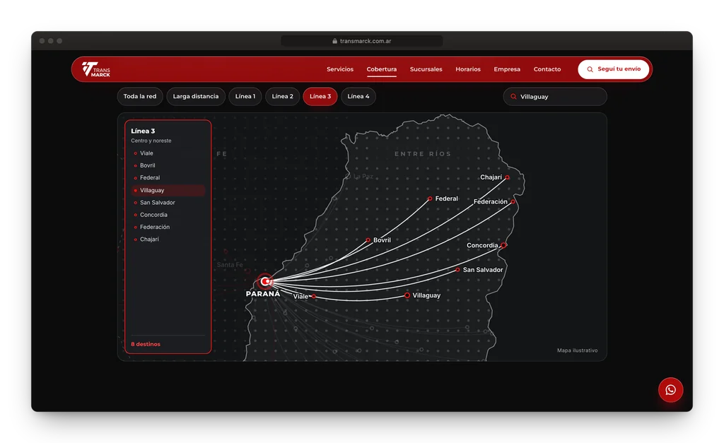 TransMarck: un mapa que responde a dónde llega cada envío