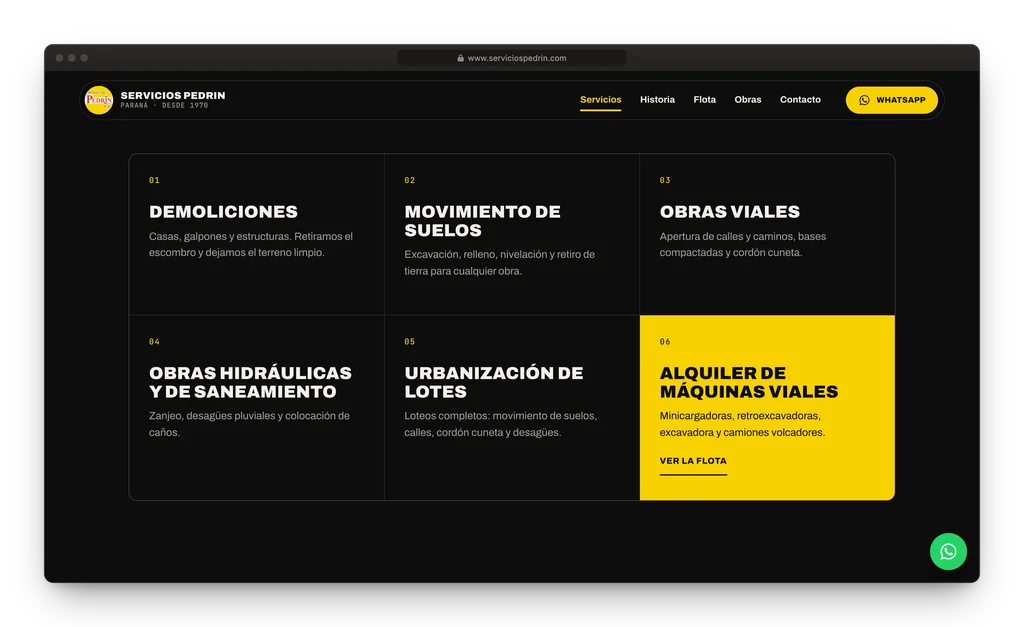 Servicios Pedrin: una obra que avanza con el scroll