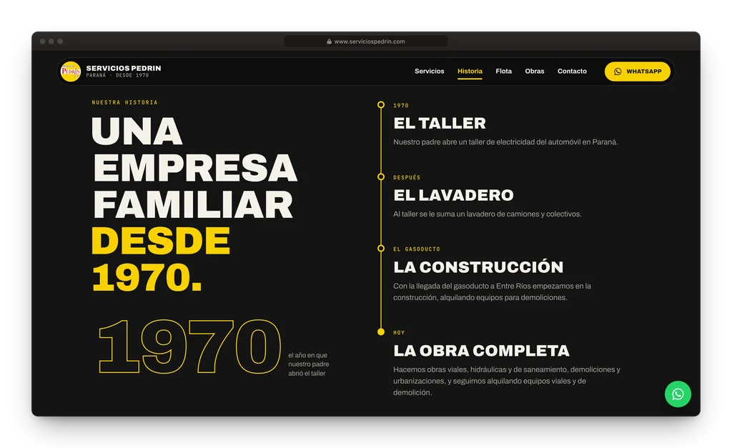 Servicios Pedrin: una obra que avanza con el scroll