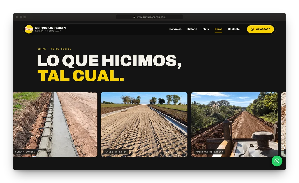 Servicios Pedrin: una obra que avanza con el scroll